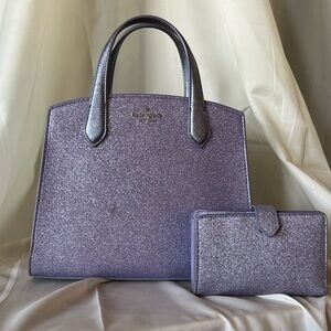 EUC purple shimmer Kate Spade purse and matching wallet